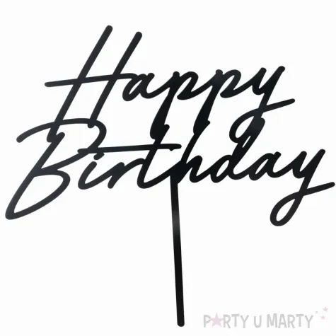xx topper akrylowy na tort happy birthday czarny 16 5 cm