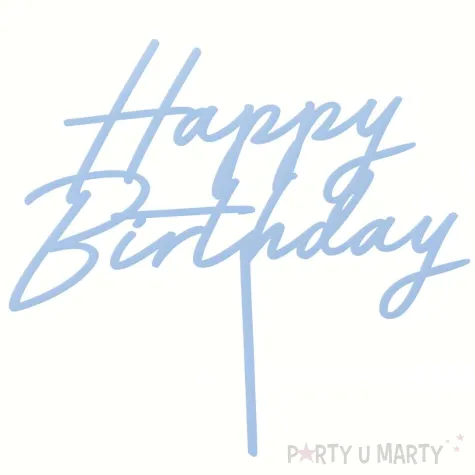xx topper akrylowy na tort happy birthday mglisty niebieski 16 5 cm