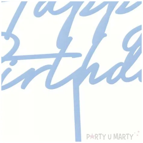 xx topper akrylowy na tort happy birthday mglisty niebieski 16 5 cm