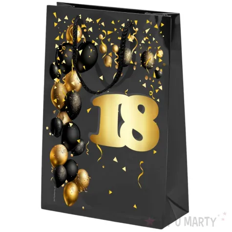 xx torebka czarna 18 urodziny czarno zloty srednia