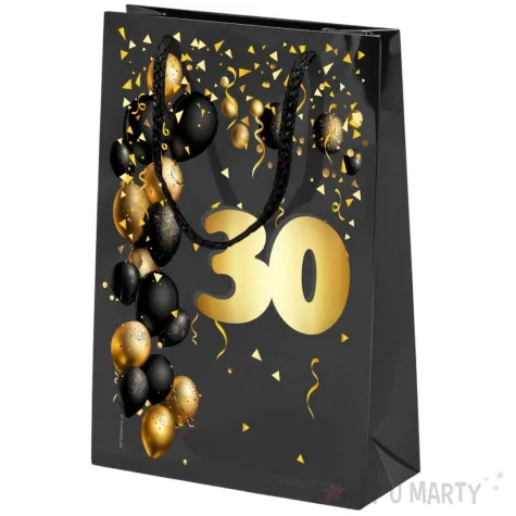 xx torebka czarna 30 urodziny czarno zloty mala