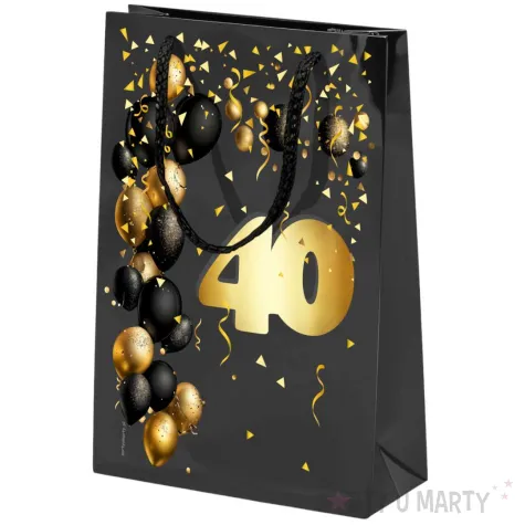 xx torebka czarna 40 urodziny czarno zloty mala