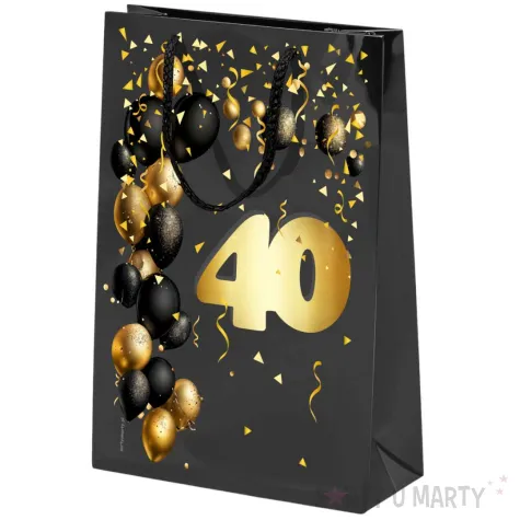 xx torebka czarna 40 urodziny czarno zloty srednia