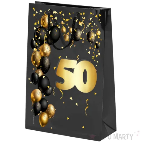 xx torebka czarna 50 urodziny czarno zloty duza