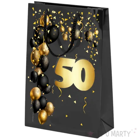 xx torebka czarna 50 urodziny czarno zloty srednia