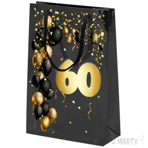 xx torebka czarna 60 urodziny czarno zloty mala