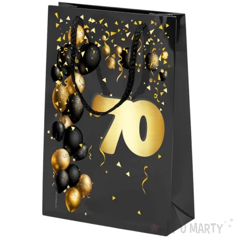 xx torebka czarna 70 urodziny czarno zloty mala