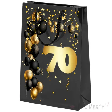 xx torebka czarna 70 urodziny czarno zloty srednia