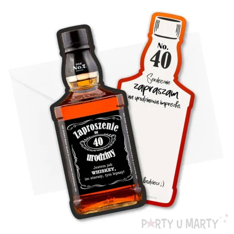 xx zaproszenia butelka whisky 40 urodziny