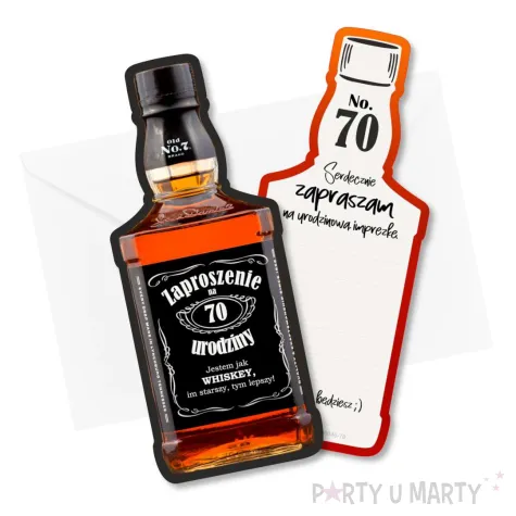 xx zaproszenia butelka whisky 70 urodziny