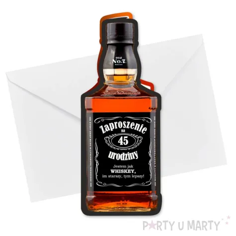 xx zaproszenia butelka whisky zamykana 45 urodziny
