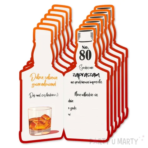 xx zaproszenia butelka whisky zamykana 80 urodziny