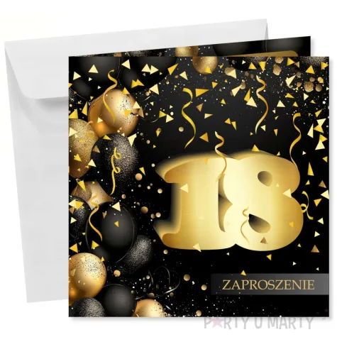 xx zaproszenie 18 urodziny czarno zloty