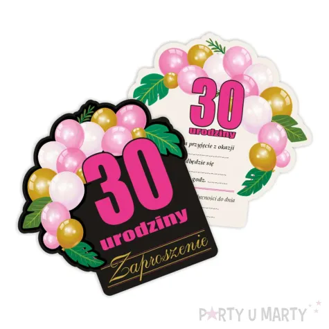 xx zaproszenie 30 urodziny roz baloniki