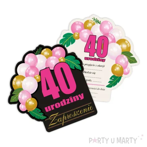 xx zaproszenie 40 urodziny roz baloniki