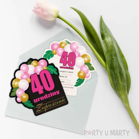 xx zaproszenie 40 urodziny roz baloniki