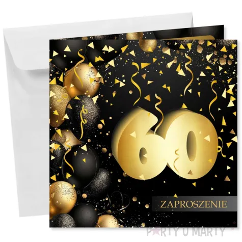 xx zaproszenie 60 urodziny czarno zloty