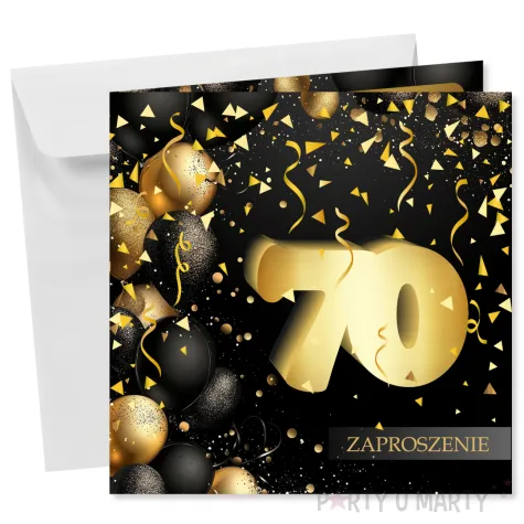 xx zaproszenie 70 urodziny czarno zloty