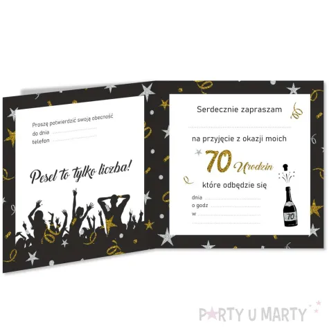 xx zaproszenie 70 urodziny glamour birthday