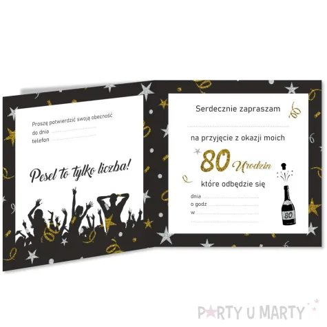 xx zaproszenie 80 urodziny glamour birthday