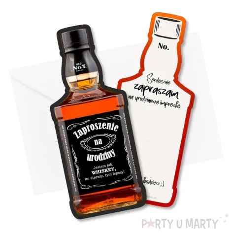 xx zaproszenie butelka whisky urodziny