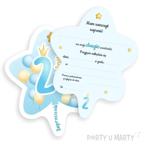 xx zaproszenie gwiazdeczka 2 urodziny baloniki niebieski 10 4x13 2 cm 1 szt