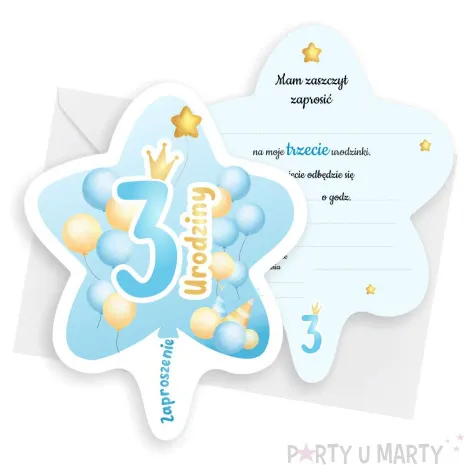 xx zaproszenie gwiazdeczka blue 3 urodzinki