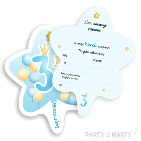 xx zaproszenie gwiazdeczka blue 3 urodzinki