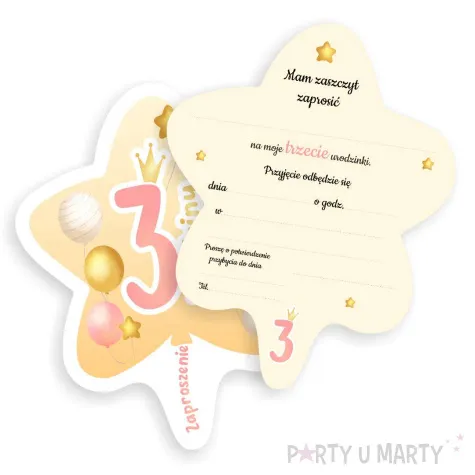 xx zaproszenie gwiazdeczka pink 3 urodzinki