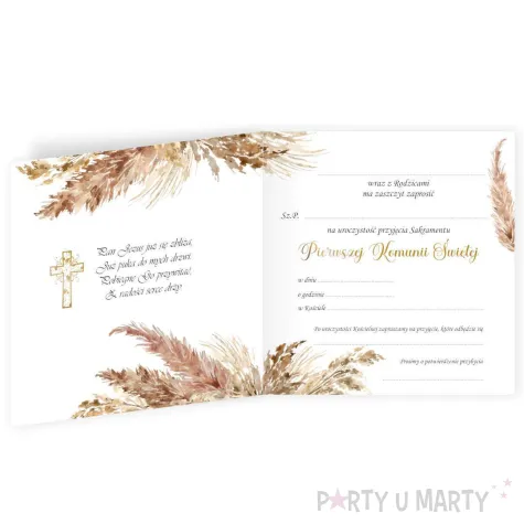 xx zaproszenie komunia boho 15x15 cm 1 szt