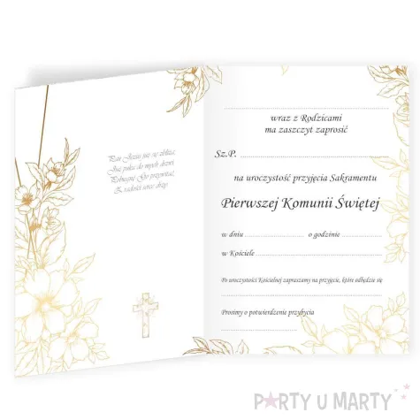 xx zaproszenie komunia gold line 10 5x14 8 cm 1 szt
