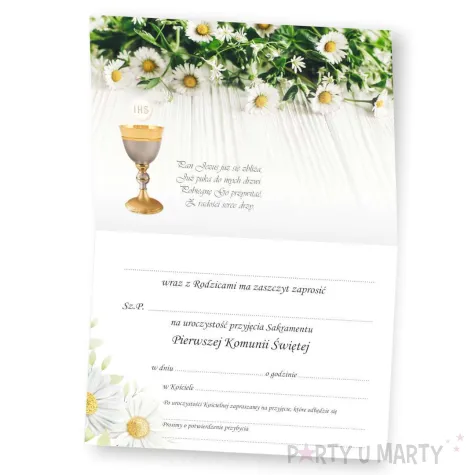 xx zaproszenie komunia kielich z biblia 14 8x10 5 cm 1 szt