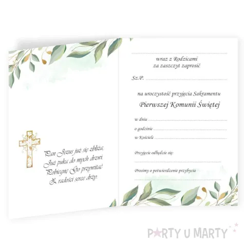 xx zaproszenie komunia swieta mietowa geometria 10 5 x 14 8 cm 1 szt