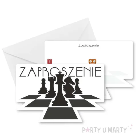 xx zaproszenie szachy figury 9 6 x 14 6 cm 1 szt