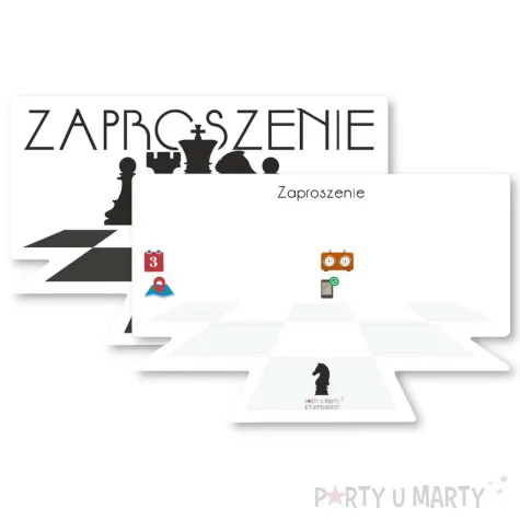 xx zaproszenie szachy figury 9 6 x 14 6 cm 1 szt