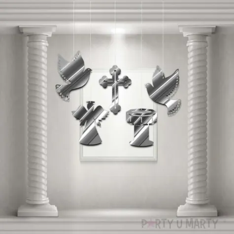 xx zawieszki kart chrzest srebrny metalik x5