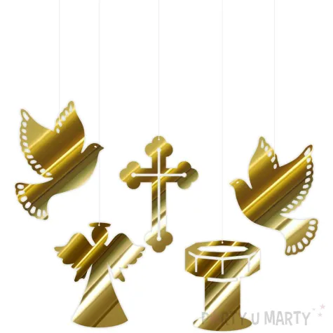 xx zawieszki kart chrzest zloty metalik x5