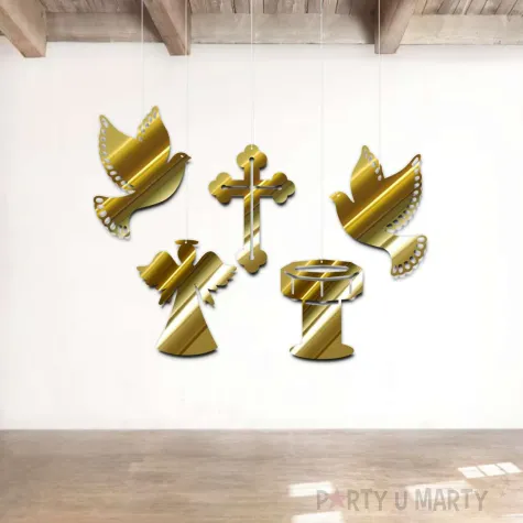 xx zawieszki kart chrzest zloty metalik x5