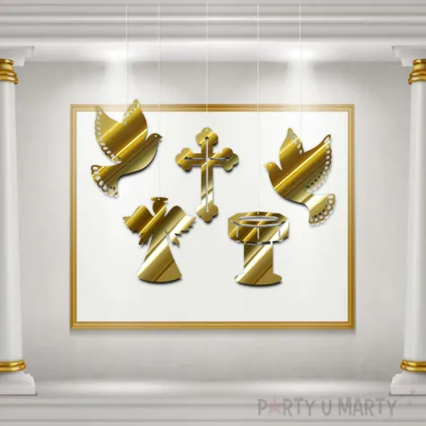 xx zawieszki kart chrzest zloty metalik x5