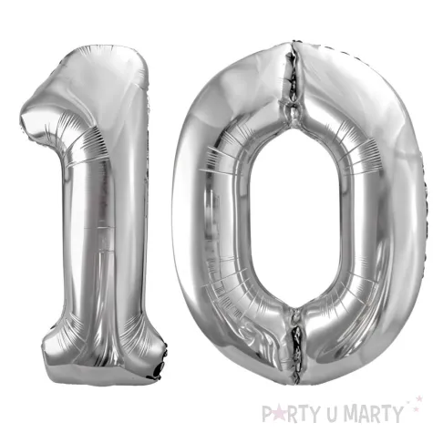 xx zestaw balonow srebrny liczba 10