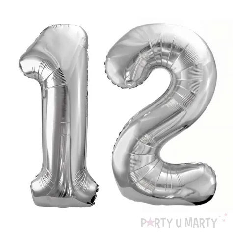 xx zestaw balonow srebrny liczba 12
