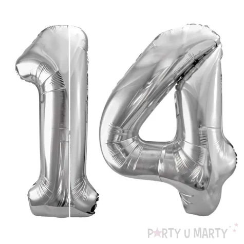 xx zestaw balonow srebrny liczba 14