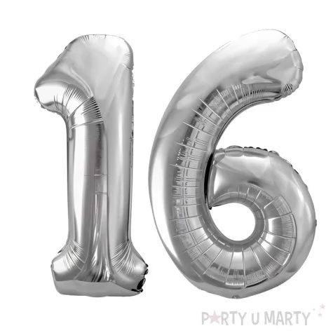 xx zestaw balonow srebrny liczba 16