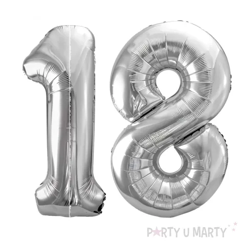 xx zestaw balonow srebrny liczba 18