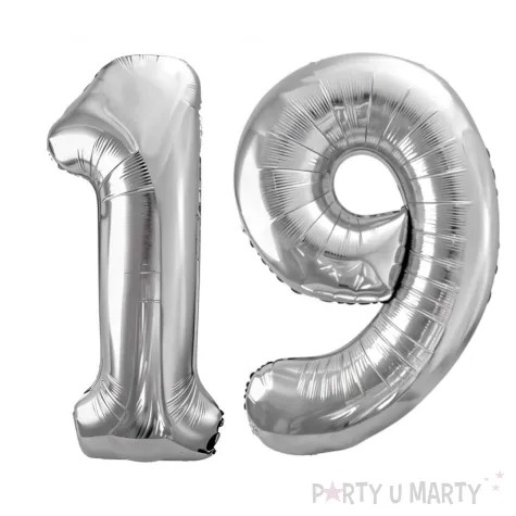 xx zestaw balonow srebrny liczba 19