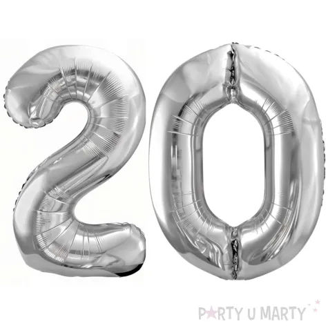xx zestaw balonow srebrny liczba 20