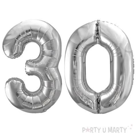 xx zestaw balonow srebrny liczba 30