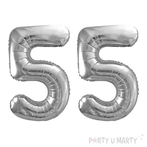xx zestaw balonow srebrny liczba 55