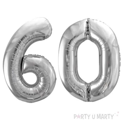 xx zestaw balonow srebrny liczba 60