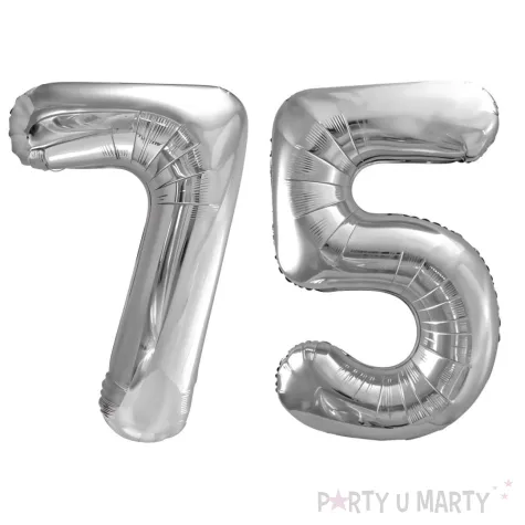 xx zestaw balonow srebrny liczba 75